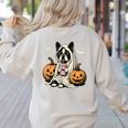 Boston Terrier Ghost Boo Halloween Costume Spooky Season Women's Sweatshirt Back Print Sand