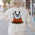 Boston Terrier Ghost Boo Halloween Kids Women's Sweatshirt Back Print Sand