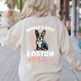 Boston Terrier Groovy World's Best Boston Mom Women's Sweatshirt Back Print Sand
