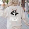 Boston Terrier Halloween Shirt Did Someone Say Treat Women's Sweatshirt Back Print Sand
