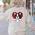 Boston Terrier Heart Cute Puppy Lover Or Dog Owner Women's Sweatshirt Back Print Sand