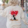Boston Terrier Lover Heart Shape Boston Terrier Valentine Women's Sweatshirt Back Print Sand