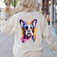 Boston Terrier Lover Pop Art Color Boston Terrier Dog For Men Women Girls Kids Women's Sweatshirt Back Print Sand