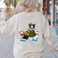 Boston Terrier Merry Christmas Tree Lights Dog X-Mas Dogs Women's Sweatshirt Back Print Sand