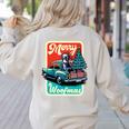 Boston Terrier Merry Christmas Tree Truck Santa Dog X-Mas Women's Sweatshirt Back Print Sand