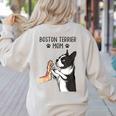 Boston Terrier Mom Dogs Mum Woman Women's Sweatshirt Back Print Sand