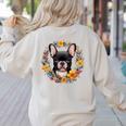 Boston Terrier Mom Floral Bostie Dog Lover Flowers Cute Women's Sweatshirt Back Print Sand