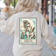 Boston Terrier Mom Skeleton Tarot Card Witch Vibes Dog Mom Women's Sweatshirt Back Print Sand