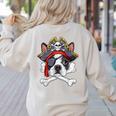 Boston Terrier Pirate T Shirt Jolly Roger Crossbones Skull Women's Sweatshirt Back Print Sand