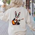 Boston Terrier Playing Guitar Boston Terrier Women's Sweatshirt Back Print Sand