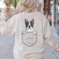 Boston Terrier In The Pocket Cute Boston Terrier Dog Lovers Men Women Girls Kids Women's Sweatshirt Back Print Sand