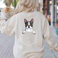 Boston Terrier In The Pocket Cute Boston Terrier Dog Lovers For Men Women Girls Kids Women's Sweatshirt Back Print Sand