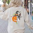 Boston Terrier Pumpkin Jack O Lantern Halloween Women's Sweatshirt Back Print Sand