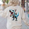 Boston Terrier Riding T-Rex Dinosaur Dog Lover Women's Sweatshirt Back Print Sand