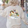 Boston Terrier Riding Unicorn Boys Girls Kids Rainbow Women's Sweatshirt Back Print Sand