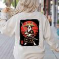 Boston Terrier Samurai Ninja Vintage Anime Japanese Ukiyo-e Women's Sweatshirt Back Print Sand