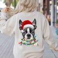 Boston Terrier Santa Christmas Tree Lights Xmas Boys Men Dog Women's Sweatshirt Back Print Sand