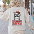 Boston Terrier Santa Claus Hat Merry Christmas Dog X-Mas Women's Sweatshirt Back Print Sand