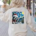 Boston Terrier Santa Starry Night Van Gogh Christmas Dog Men Women Kids Women's Sweatshirt Back Print Sand