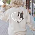 Boston Terrier Shirts For Women Girls Kids Heart Cute Women's Sweatshirt Back Print Sand