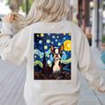 Boston Terrier Starry Night Van Gogh Art Women's Sweatshirt Back Print Sand