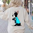Boston Terrier Tattoos I Love Mom Women's Sweatshirt Back Print Sand