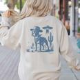 Boston Terrier UFO Cowboy Dog Dog Mom Dog Dad Alien Dog Women's Sweatshirt Back Print Sand
