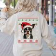 Boston Terrier Ugly Christmas Sweater Xmas For Adults Kids Women's Sweatshirt Back Print Sand