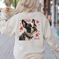 Boston Terrier Is My Valentine Cute Pet Dog Owner Valentine Women's Sweatshirt Back Print Sand