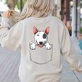 Bull Terrier Pocket Bull Terrier Peeking Out Pocket Women's Sweatshirt Back Print Sand