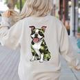 Camo Boston Terrier Pet Owner Camouflage Dog Lover Women's Sweatshirt Back Print Sand