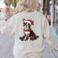 Cute Boston Terrier Dog Christmas Merry X-Mas Graphic Women's Sweatshirt Back Print Sand