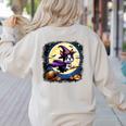 Cute Boston Terrier Halloween Costume Dog Lover Women Girls Women's Sweatshirt Back Print Sand