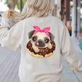 Cute Pug Shirt Donut Girls Dog Women's Sweatshirt Back Print Sand