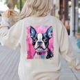 Dog Pink Boston Terrier Women's Sweatshirt Back Print Sand