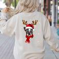 Family Matching Reindeer Xmas Boston Terrier Christmas Women's Sweatshirt Back Print Sand