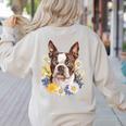 Floral Boston Terrier Women's Sweatshirt Back Print Sand
