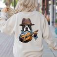 Guitar Shirt Boston Terrier Dog Playing Acoustic Guitar Women's Sweatshirt Back Print Sand