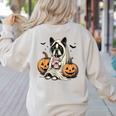 Halloween Boston Terrier Ghost Women's Sweatshirt Back Print Sand