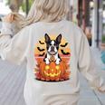 Halloween Retro Boston Terrier Women's Sweatshirt Back Print Sand