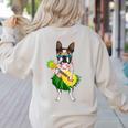 Hawaiian Boston Terrier Dog Pineapple Ukulele Summer For Men Women Girls Kids Women's Sweatshirt Back Print Sand