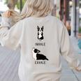 Inhale Exhale Yoga Boston Terrier Tshirt Women's Sweatshirt Back Print Sand