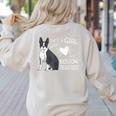 Just A Girl Who Loves Her Boston Terrier Puppy Love Women's Sweatshirt Back Print Sand