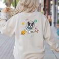 Kawaii Kids & Boys Astronaut Space Boston Terrier Dog Lover Women's Sweatshirt Back Print Sand