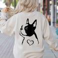 I Love My Boston Terrier Dog With Heart Women's Sweatshirt Back Print Sand