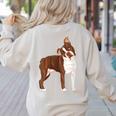 Red Boston Terrier Dog Women's Sweatshirt Back Print Sand