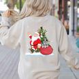 Santa Ugly Christmas Tree Lights Boston Terrier Dog Lover Women's Sweatshirt Back Print Sand