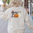 Spooky Ghost Boston Terrier Pumpkin Halloween Dog Lover Women's Sweatshirt Back Print Sand