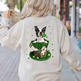 St Patrick's Day Leprechaun Boston Terrier Dog Shamrock For Men Women Kids Women's Sweatshirt Back Print Sand