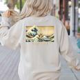Surfing Boston Terrier Kanagawa Wave Japanese Dog For Men Women Kids Women's Sweatshirt Back Print Sand